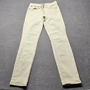 J.Crew Toothpick Skinny Jeans Womens 25 Cream Off-White Denim Mid Rise Preppy